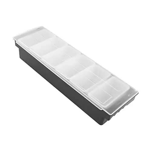 Produktbild: Küchengewürzbox mit Deckel, Multi-Gitter-Gewürzbox für Zuhause, Salz, Zucker, Nüsse, Süßigkeiten, Trockenfrüchte, Schwarz (6 Steckplätze)