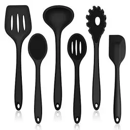 Produktbild: Küchenhelfer Set, HaWare 6-teiliges Kochutensilien Set, Antihaft Silikon Küchenutensilien Kochbesteck Set, Hitzebeständiges Kochgeschirr Küchenset zum Kochen & Backen, Leicht zu Reinigen - Schwarz