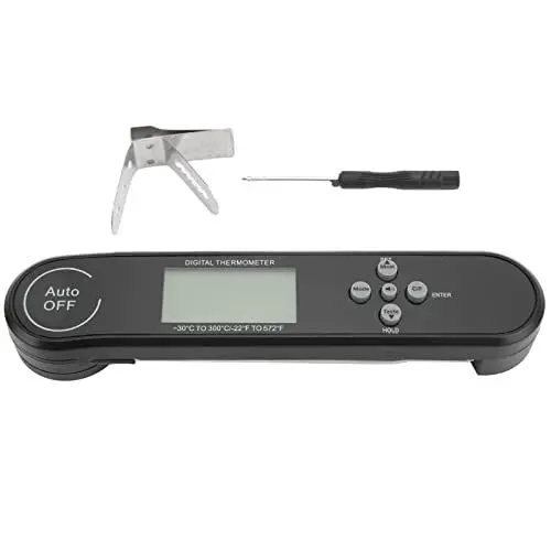 Produktbild: Küchenlebensmittelthermometer, Fleischthermometer, Digital – 22℉ – 572℉ – 30℃ – 300℃ mit Klappbarer 180°-Rotationssonde, Wasserdicht, Sofortige Ablesung