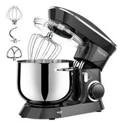 Produktbild: Küchenmaschine Knetmaschine Vezzio 1500W Reduzierte Geräusche Knetmaschine mit Rührbesen 10 Geschwindigkeit 8.5L Edelstahlschüssel Backen mit Knethaken, Schneebesen, Flachrührer (Schwarz)