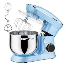 Produktbild: Küchenmaschine Knetmaschine Vezzio 1500W Reduzierte Geräusche Knetmaschine mit Rührbesen 10 Geschwindigkeit 8.5L Edelstahlschüssel Backen mit Knethaken, Schneebesen, Flachrührer (Blue)