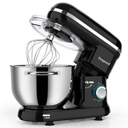 Produktbild: Küchenmaschine Knetmaschine zum Backen, Vospeed 1500W 6 Geschwindigkeit Elektrischer Küchenmixer mit 6QT Schüssel, Rührbesen, Haken, Schneebesen, Eiertrenner (Schwarz)