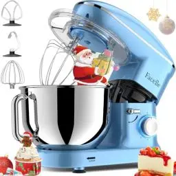 Produktbild: Küchenmaschine,Facelle Knetmaschine 1500W, Teigmaschine Rührmaschine mit 6,2L Edelstahl Schüssel 6 Geschwindigkeiten Geräuscharme Teigknetmaschine inkl Rührbesen, Knethaken, Schläger und Spritzschutz