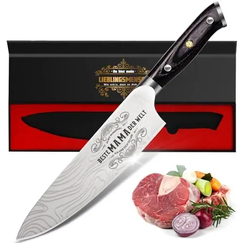 Produktbild: Muttertagsgeschenk Küchenmesser Scharf Geschenke für Mama - 34 Cm Kochmesser Profi Messer, Cool Muttertag Geschenk Geburtstag Geschenkideen für Mutter Frauen Oma, Edelstahl Ergonomischer Fleischmesser