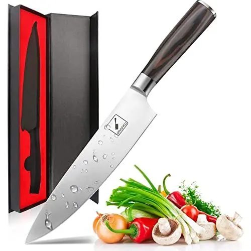 Produktbild: imarku kochmesser, 20CM küchenmesser Profi Messer, Hochkohlenstoff Edelstahl Chefmesser Scharf, Knife, Ergonomischer Pakka Griff—Muttertag Geschenk