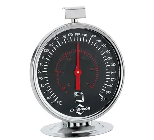 Produktbild: Küchenprofi Backofenthermometer, Messbereich 50-300°C, Edelstahl, ø 7,5 cm, Ofenthermometer für Backofen, analog, zum Stehen und Hängen, auch als Grill Thermometer geeignet