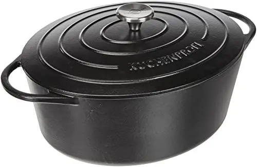 Produktbild: Küchenprofi Gusseisen Bräter mit Deckel, schwarz, 33 cm, Schmortopf, Auflaufform, Dutch Oven, Brotbacktopf, emailliert, für alle Herdarten und Induktion geeignet, zum Schmoren, Backen und Braten