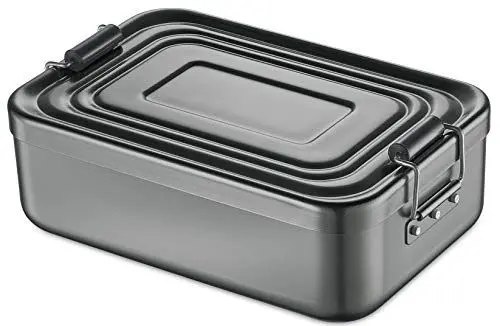 Produktbild: Küchenprofi Lunchbox aus Aluminium | für Erwachsene und Kinder | Brotdose mit Fächern, verstellbar | mit Silikondichtung | 23 x 15 x 7 cm | anthrazit