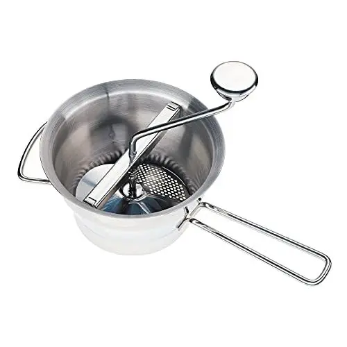 Produktbild: Küchenprofi Profi Passiergerät Edelstahl rostfrei, ø 20cm, spülmaschinenfest, Passiermühle inkl. 4 Lochscheiben, Passiersieb für passierte Tomaten, Kartoffel Püree und mehr, 40 x 30 x 20 cm