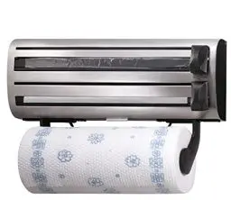 Produktbild: Küchenprofi Wandrollenhalter TRIO, 38 x 16 x 9 cm, für 3 Rollen bis max. 35cm, Küchenpapier, Alufolie und Frischhaltfolie, verstellbarer Küchenrollenhalter, scharfe Klingen, 3fach Schneidabroller