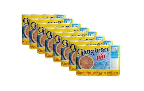 Produktbild: Küchenrollen 32 Rollen 3-Lagig - weiß, 50 Blätter pro Rolle 8 x 4 Rollen Super saugfähig