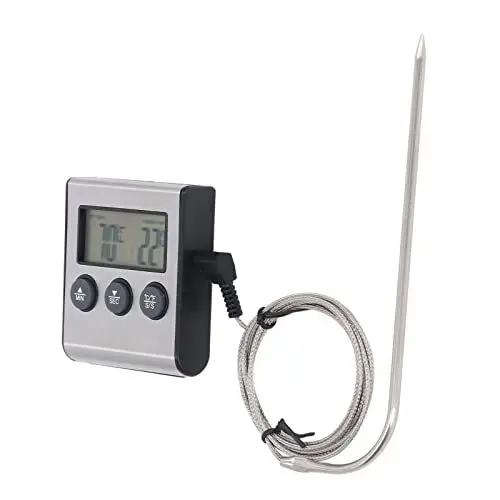 Produktbild: Küchenthermometer, Ofenthermometer, Digitales Fleischthermometer mit Sonde Zum Kochen in der Küche, Grillen mit Voreingestellter Temperatur-Timer