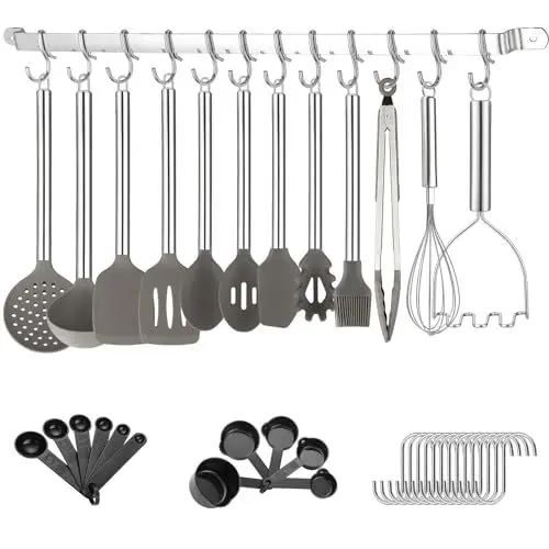 Produktbild: Küchenutensilien Set, Kyraton 38 teiliges Silikon Kochutensilien Set mit Utensilienhalter, Löffelspatel Set, Antihaft Küchenhelfer, spülmaschinenfest