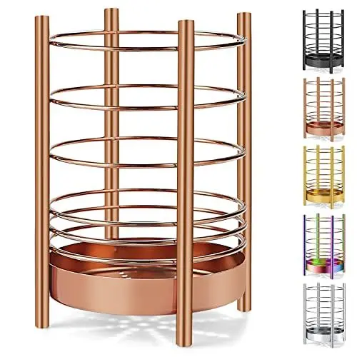 Produktbild: Küchenutensilienhalter für Küchentheke, Edelstahl-Utensilienkrüge, Titanbeschichteter Utensilien-Aufbewahrungs-Caddy-Organizer, Kochutensilien-Halter, Einfache Reinigung (kupferfarben / 7.4'' x 5.2'')