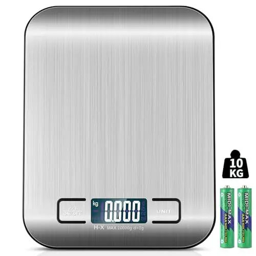 Produktbild: Küchenwaage Digital, 10KG Küchenwaage mit LCD Display und Tara Funktion, Küchen waage zum Backen und Kochen, Messen von Zutaten, Schmuck so weiter, 1g