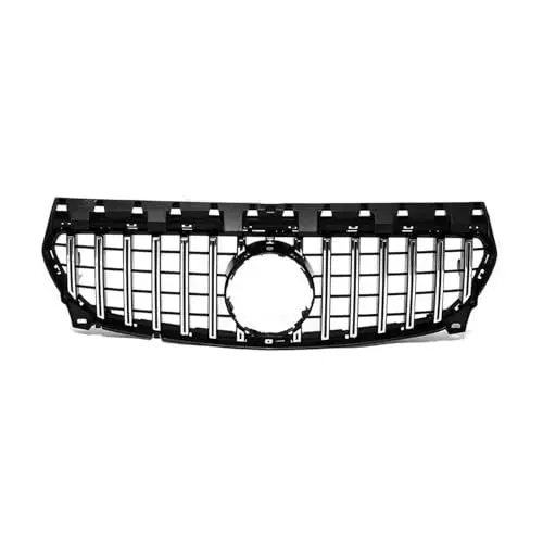 Produktbild: Kühlergrill Für Benz Für CLA-Klasse W117 C117 X117 2013-2019 Chrom Schwarz Diamanten Stil Stoßstangengrill Glänzend Schwarz Für AMG Stil Grille Frontgrill(G-Silver)