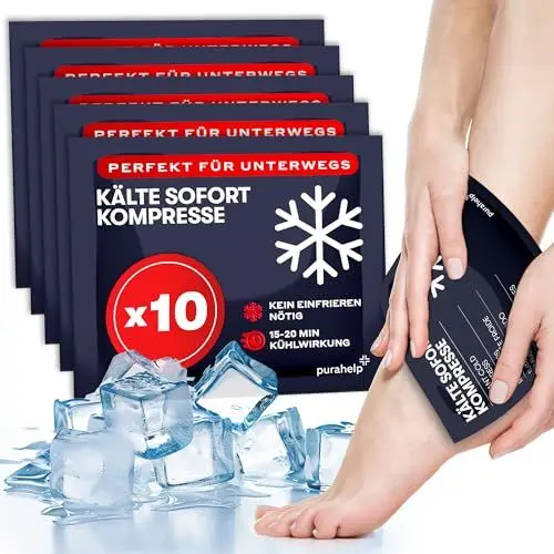 Produktbild: Kühlpads zum Knicken (10 Stück) - 12 x 15 cm - Sofort Kältekompresse für Erste Hilfe - Einweg Kühlpack für Verletzungen und Schwellungen - Praktische Einmal Kühlpacks für Sport, Outdoor und Notfälle