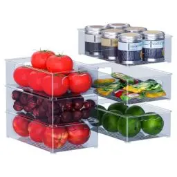 Produktbild: Kühlschrank Organizer Set - 6er Set (3 Größe) Kühlschrank Organizer, Küchen Organizer für Speisekammer, Gefrierschrank, Schrank, Schublade, Büro - Blau Grau