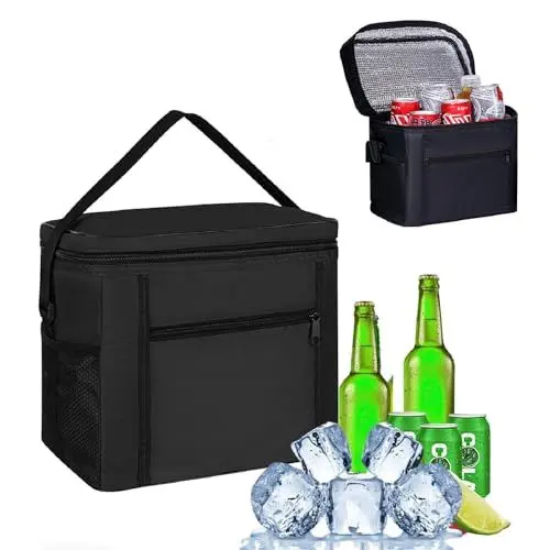 Produktbild: Kühltasche Faltbar, Kühltasche Picknicktasche Thermotasche Klein Lsoliertasche Lunch Tasche Eistasche Picknick Faltbar für Outdoor Reisen Picknic Camping (Schwarz)