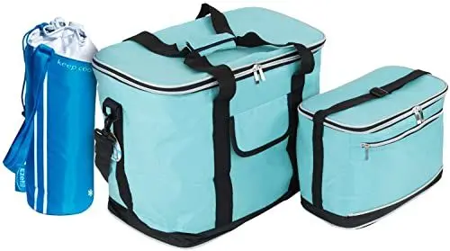 Produktbild: Kühltaschen-Set Ibiza 30+8 Liter, inkl. Flaschenkühler, mit 6 Kühlakkus für Picknick, Grillen, Wandern