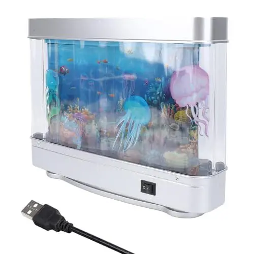 Produktbild: Künstliche Aquariumlampe, Künstliche Aquarium Bewegtbilder von Fischen Im Aquarium, LED Weißlicht USB 5 V Plug In Aquariumlampe für Desktop Schlafzimmer