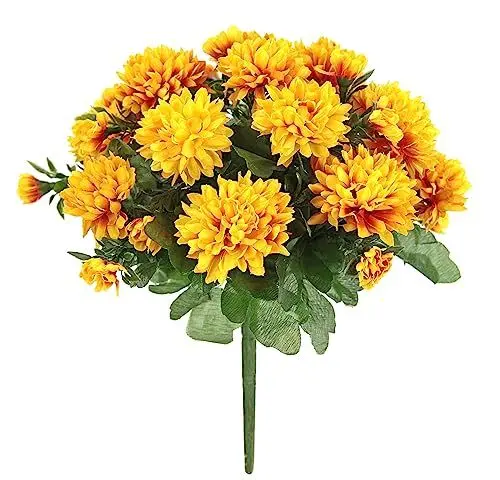 Produktbild: Künstliche Blumen Chrysanthemen Chrysanthemenstrauß Chrysanthemenbusch Bouquet Kunstblumen Blumenstrauß Blumenbouquet unechte Blumen Mittelstück Grableger Grabschmuck Friedhofsgesteck Grabdekoration