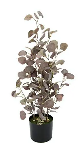 Produktbild: Künstliche Pflanze Eukalyptus im Topf Deko Strauch Busch Eukalyptusstamm natürliche Eukalyptusblätter Kunstpflanzen Kunstblume Künstlich Grünpflanzen Silber Dollar Blätter Deko Balkon Garten Grau