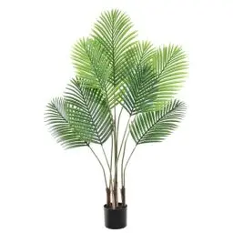 Produktbild: Künstliche Pflanzen Groß 130cm Kunstpflanze Areca Palme 9 Stämme Kunstpflanze Groß im Topf Künstliche Palme Kunstpalme Fake Pflanzen Plastik Pflanze Dekor für Wohnzimmer Balkon Schlafzimmer Büro