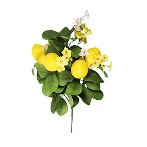 Produktbild: DECHOUS Künstliche Zitronen Zweig Dekoration Mit Grünen Blättern Realistischer Fake Lemon Strauß Für Home Decor Und Fotografie Requisiten Fach Arrangement