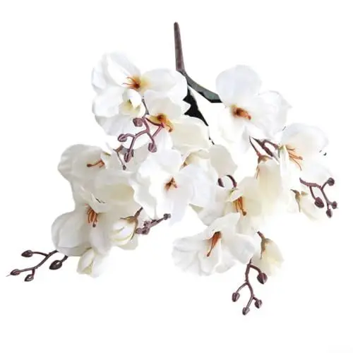 Produktbild: Künstlicher Blumenstrauß, Magnolie, atemberaubender Magnolien-Blumenstrauß, 5 Zinken, 20 Köpfe, lebensechte dekorative künstliche Blumen (weiß)