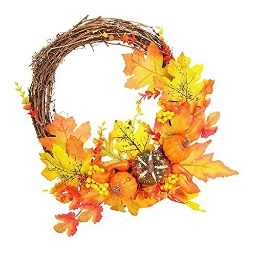 Produktbild: Künstlicher Blatt-Kürbis-Kranz, Türkranz, Künstlicher Kranz, Tür, Fenster, Herbstkranz für Halloween, Weihnachtsdekoration
