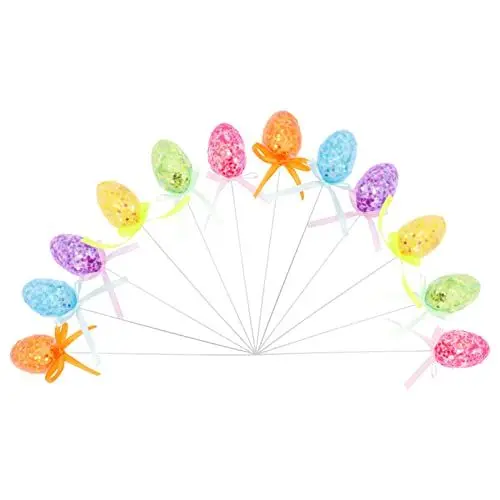 Produktbild: Künstlicher Ostereier Deko Zweige Plastikeier: 12 Stücke Kunststoffeier Blumenstrauß Dekozweige Osterdeko Eier Dekoeier Bodenvase Kinder Bastelset DIY Kranz Girlande Frühling Deko Ostern Tischdeko