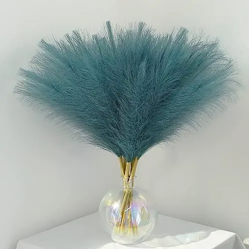 Produktbild: NOLACE Künstlicher Pampasgras 30 Stücke Pampasgras Getrocknet, Deko Trockenblumen Deko, Trockenblumen Deko, Kleine Flauschige künstliche Pampasgras Blumen für Boho Home Decor（Blau）