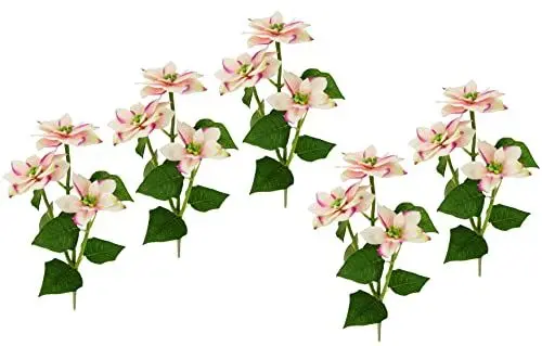 Produktbild: Künstlicher Poinsettiazweig mit 3 Blüten Poinsettia Blume Kunstblume Weihnachtsstern Weihnachtliche Zweig Weihnachtsdeko Weihnachtsblume X'Mas Strauß Geschenk Deko Adventsstern Christstern