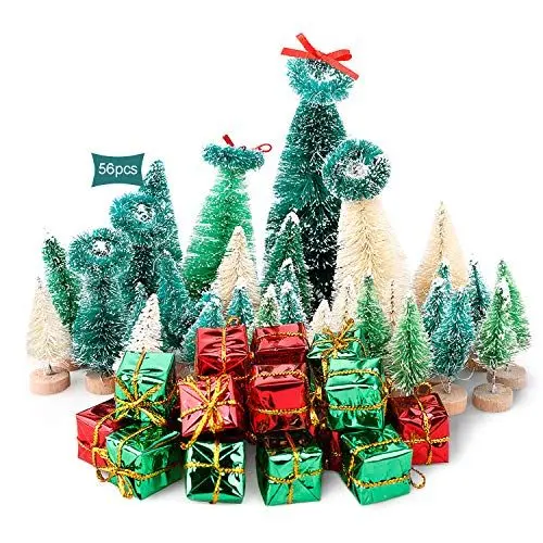 Produktbild: JEEZAO Künstlicher Weihnachtsbaum,Mini Desktop Weihnachtsbaum, Miniatur Deko Weihnachten,Tannenbaum Deko für Tischdeko,Schaufenster (Set 3 (56 Stück))
