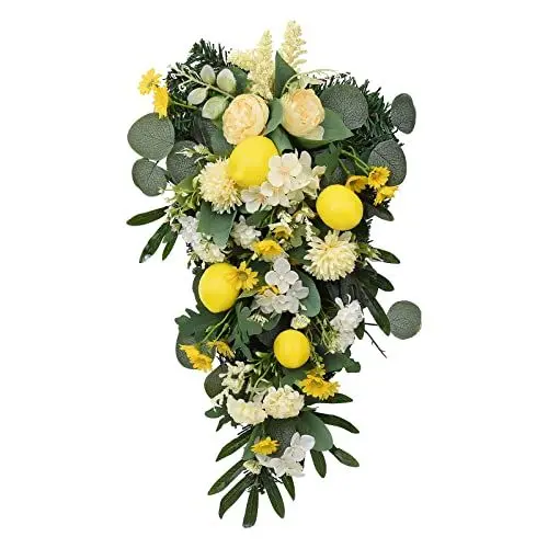 Produktbild: Künstlicher Zitronen-Tropfenkranz, Weihnachts-Swag-Kranz mit Zitrone und Eukalyptus, Künstliche Zitronen-Weihnachtsgirlande für Weihnachten, Treppengeländer, Wand, Fenster, Innendekoration(#1)