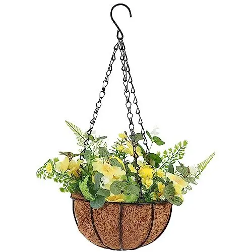 Produktbild: Künstlicher Zitronenblumenkorb, Frühlings- und Sommerkränze, Zitronengirlande mit Gelber Zitrone, Zitronenblumen-Arrangementkorb mit Künstlichen Zitronen und Eukalyptus für Festliche Wände(#1)