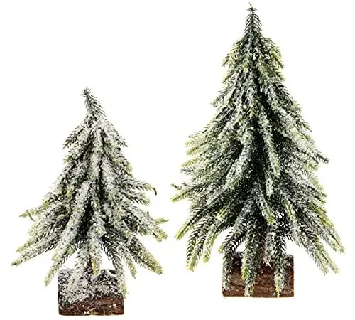 Produktbild: Künstlicher mini Tannenbaum geeist und beschneit auf Holzfuß Kunstschnee kleiner Christbaum Tischdeko Dekoration Baum Kunsttanne kleiner weißer Weihnachtsbaum Weihnachtsdeko Kunsttanne Tanne Advent