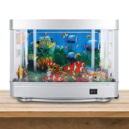 Produktbild: Künstliches Aquarium, Mini-Aquarium, Künstliche Tropische Fische, Dekorativer Virtueller Ozean, Künstliche Aquarium-Lampe mit Beweglichen Fischen, für Kinderzimmer und Erwachsene