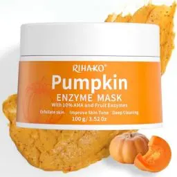 Produktbild: Kürbis Enzym Gesichtsmaske, Hautpflege Aufhellende Peeling-Gesichtsmaske für abgestorbene Haut, stumpfe dunkle Flecken, ungleichmäßigen Hautton, große Poren und hellt die Haut auf, Geschenk für Sie