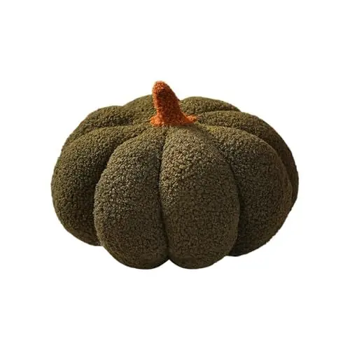 Produktbild: Kürbis Kissen,Herbstdeko 3D Plüsch Sofakissen,Herbst Decoration Pumkin Rückenkissen, Halloween Deko Aesthetic Kürbis-Kissen,Kniekissen,Dekokissen für Inner,23CM(Dunkelgrün)