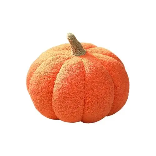 Produktbild: Kürbis Kissen,Herbstdeko 3D Plüsch Sofakissen,Herbst Decoration Pumkin Rückenkissen, Halloween Deko Aesthetic Kürbis-Kissen,Kniekissen,Dekokissen für Inner,23CM(Safran)