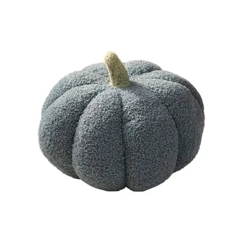 Produktbild: Kürbis Kissen,Herbstdeko 3D Plüsch Sofakissen,Herbst Decoration Pumkin Rückenkissen, Halloween Deko Aesthetic Kürbis-Kissen,Kniekissen,Dekokissen für Inner,23CM(Blau)