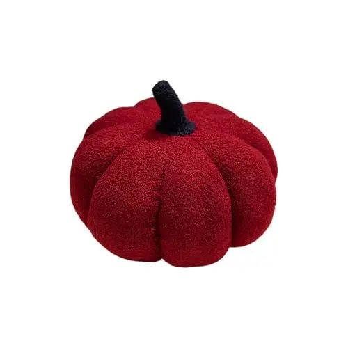 Produktbild: Kürbis Kissen,Herbstdeko Pumkin Pillow,Halloween Deko Aesthetic Kürbis-Kissen,Sofakissen,Rückenkissen,Kniekissen,Plüschkissen,Dekokissen für Inner,28CM(Rot)