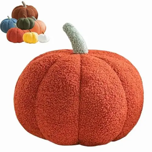 Produktbild: Kürbis Kissen Groß,Kürbiskissen,Pumpkin Pillow,Kürbis Dekokissen,Kissen Kürbis Plüsch Kürbis,Halloween Kissen,Halloween 3D Kürbis Kissen Orange,Halloween Deko Kürbis Sofa Dekoration (Rot, 30cm)
