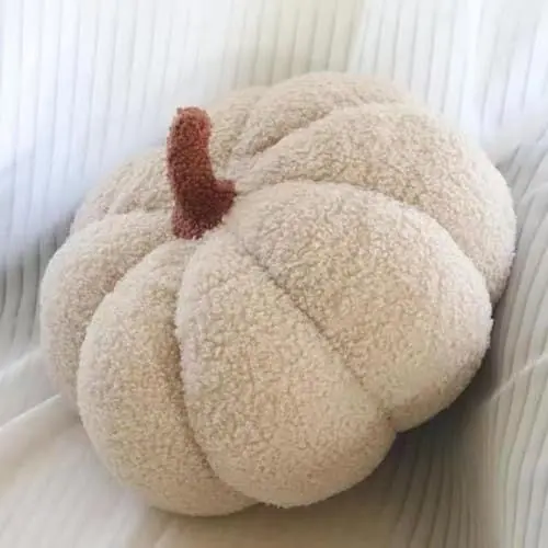 Produktbild: Kürbis Kissen, Pumpkin Pillow, Halloween Kürbis DekokissenKürbis Kissen, Weiche Plüschkissen Herbst Pumpkin Pillow Kürbis Deko, Kürbiskissen Kissen for Home Halloween Decoration(Off-white,20cm)