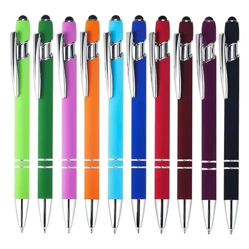 Produktbild: Kugelschreiber mit Touchpen,10 Stück Kugelschreiber 2 in 1 Kapazitive Stylus Stifte Metall Schwarze Kugelschreiber für Smartphones,Note,Tab,Schulbürobedarf 0.7mm