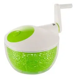 Produktbild: KUHN RIKON 2023 Küchenhelfer Zubehör Accessoires Salatschleuder 21 cm, weiss/grün - mit Stopptaste auf dem Deckel