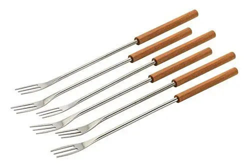 Produktbild: KUHN RIKON Käsefonduegabeln Kirschholz 6-teilig, Wood, Silber/Holzfarbe