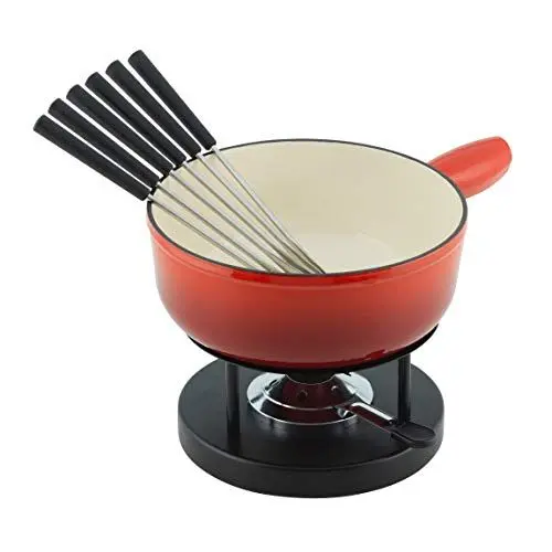 Produktbild: Kuhn Rikon 32236 Induktion Eisenguss 24cm Käsefondueset, Gusseisen, Rot, 34 x 26 x 23 cm, 9-Einheiten